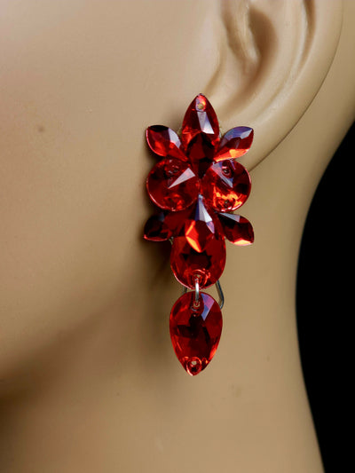 Crystals Ballroom Dance Jewelry Set: Necklace & Earrings. Crystals Lt.Siam (luxe)