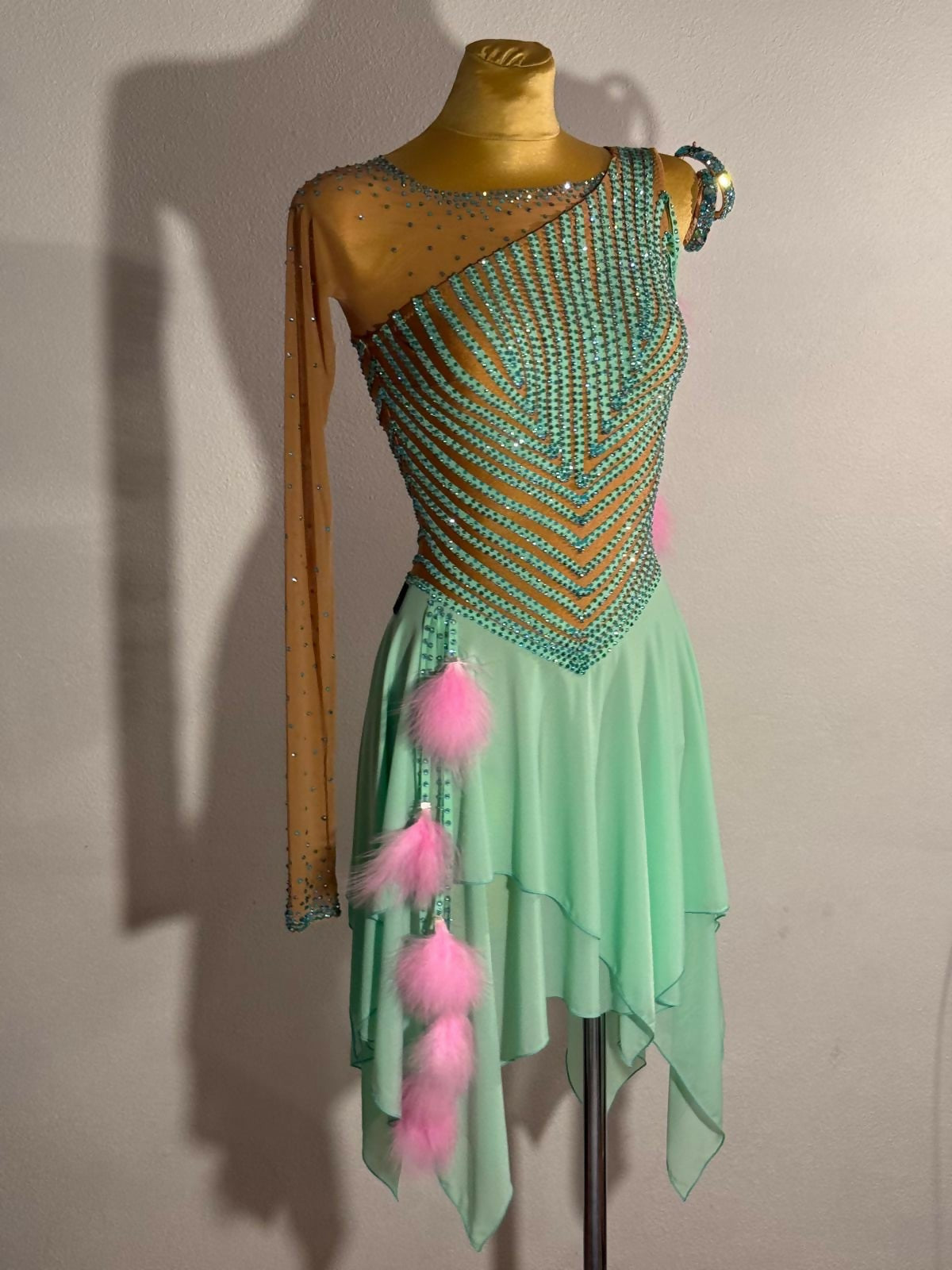New mint stripe latin dress
