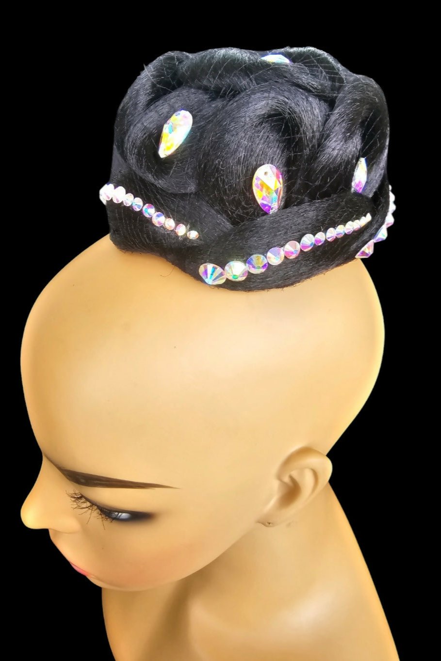 Dance Bun with Large Rhinestones - Black