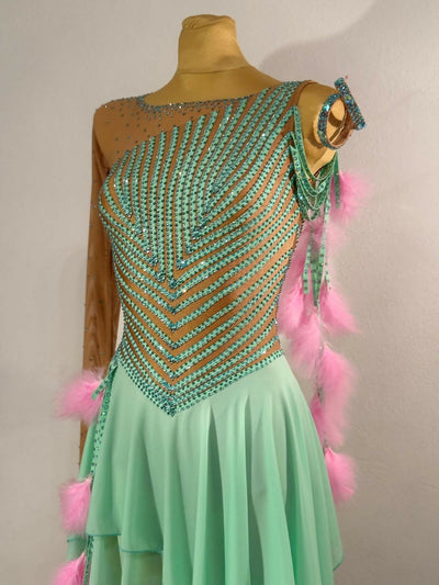 New mint stripe latin dress