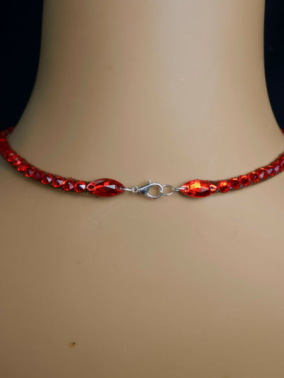 Crystals Ballroom Dance Jewelry Set: Necklace & Earrings. Crystals Lt.Siam (luxe)