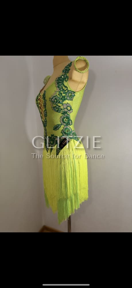 Brand new neon green latin dress S-M Dancewear