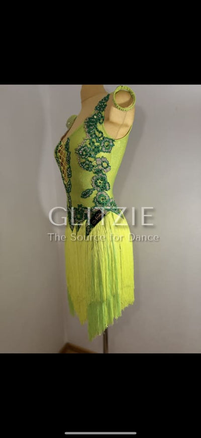 Brand new neon green latin dress S-M Dancewear