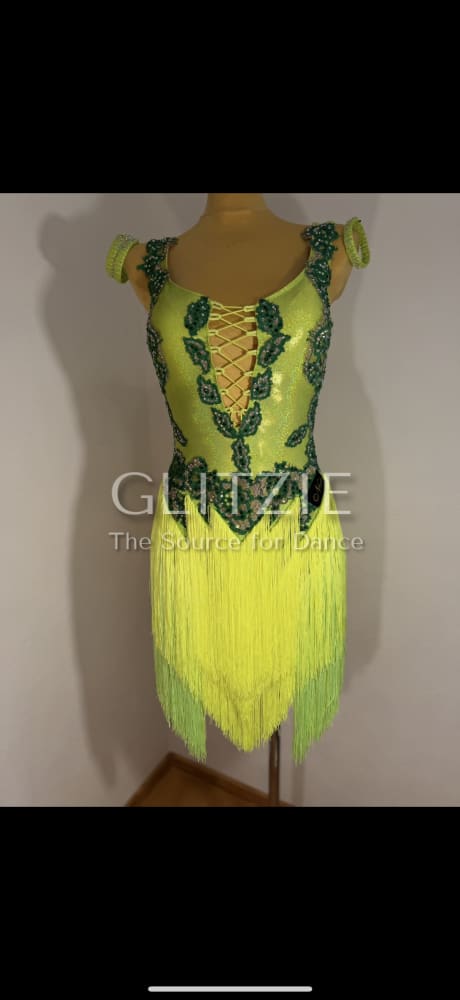 Brand new neon green latin dress S-M Dancewear