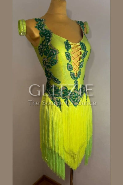 Brand new neon green latin dress S-M Dancewear