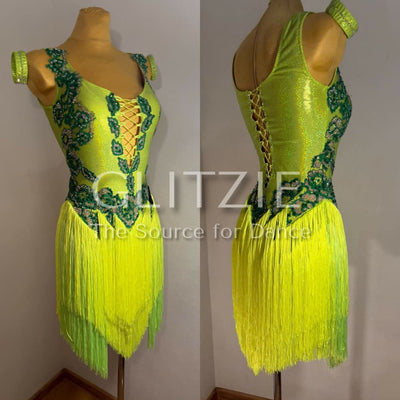 Brand new neon green latin dress S-M Dancewear