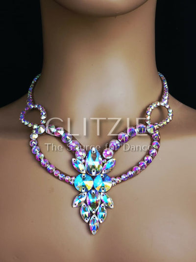 Crystals AB Ballroom Dance Set Necklace Earrings: Hypoallergenic Handmade Jewelry. Accessories