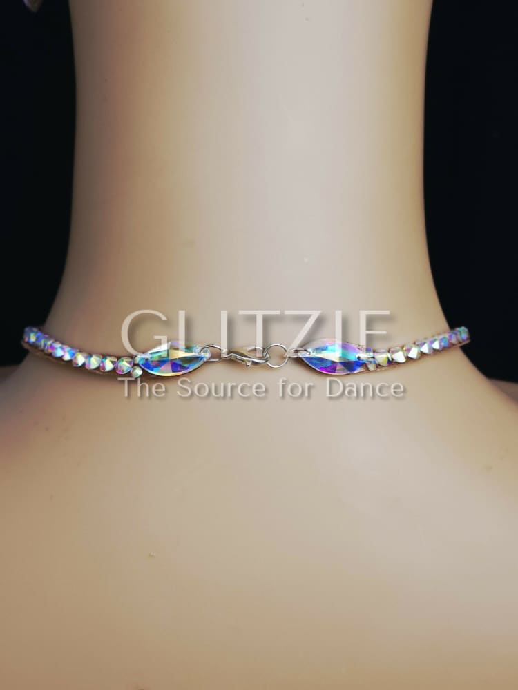 Crystals AB Ballroom Dance Set Necklace Earrings: Hypoallergenic Handmade Jewelry. Accessories