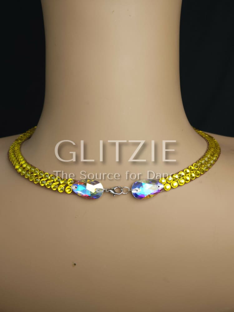Crystals AB/Citrine Ballroom Dance Jewelry Set: Necklace Earrings Hair Piece Bracelets Accessories