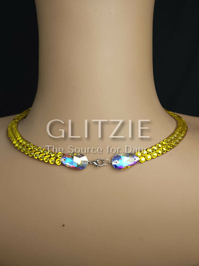 Crystals AB/Citrine Ballroom Dance Jewelry Set: Necklace Earrings Hair Piece Bracelets Accessories