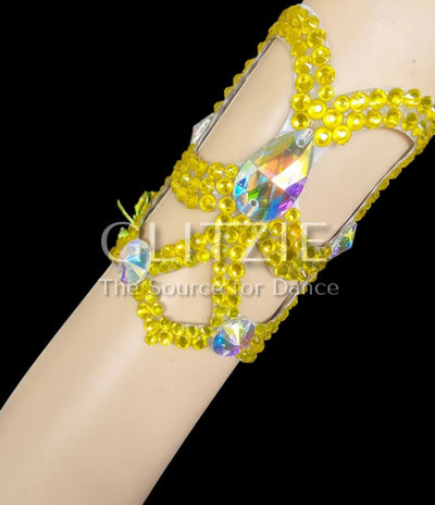 Crystals AB/Citrine Ballroom Dance Jewelry Set: Necklace Earrings Hair Piece Bracelets Accessories