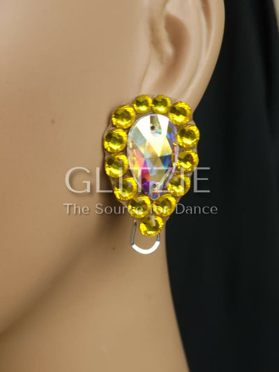 Crystals AB/Citrine Ballroom Dance Jewelry Set: Necklace Earrings Hair Piece Bracelets Accessories