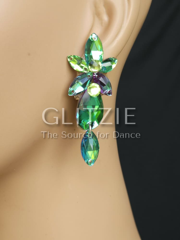 Crystals Emerald/Peridot Handmade Ballroom Dance Jewelry Set: Necklace Earrings. Accessories