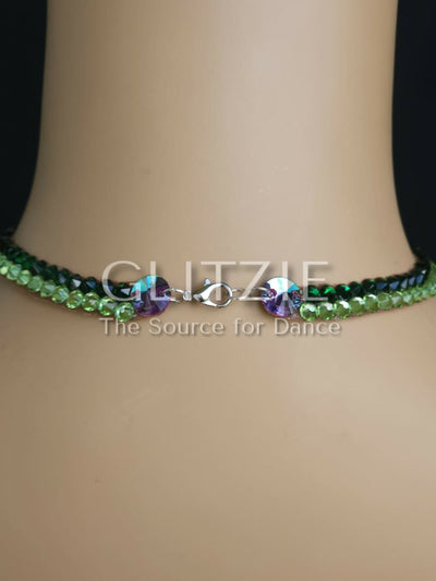 Crystals Emerald/Peridot Handmade Ballroom Dance Jewelry Set: Necklace Earrings. Accessories