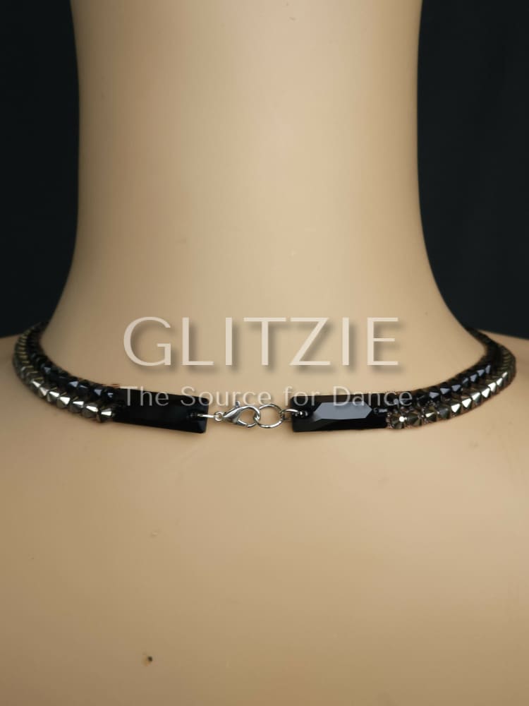 Crystals Jet/fuchsia/Hematite. Handmade Ballroom Dance Jewelry Set: Necklace Earrings. Accessories