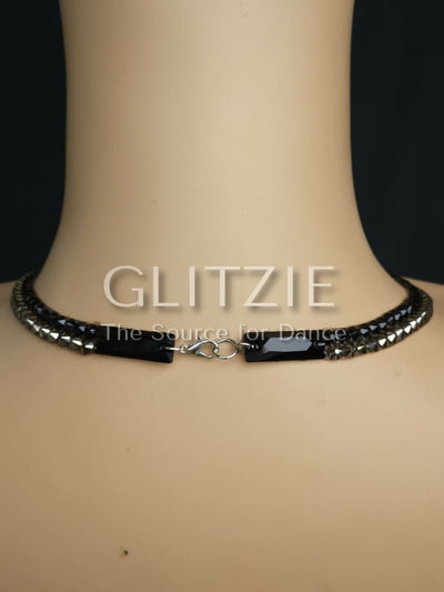 Crystals Jet/fuchsia/Hematite. Handmade Ballroom Dance Jewelry Set: Necklace Earrings. Accessories