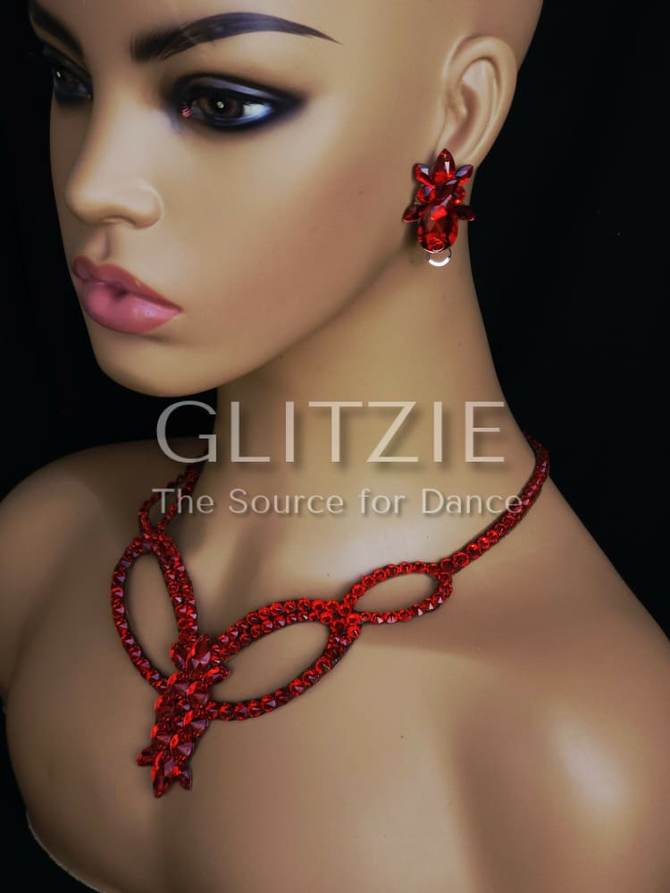 Crystals Lt. Siam Ballroom Dance Set Necklace Earrings: Hypoallergenic Handmade Jewelry. Accessories