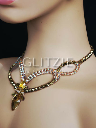 Crystals Lt.Topaz/Aurum/Summer Ballroom Dance Jewelry Set Necklace Earrings: Hypoallergenic Jewelry Accessories