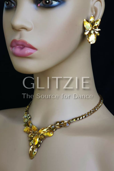 Crystals Rhinestones Hypoallergenic Jewelry Set: Earrings and Necklace. Accessories