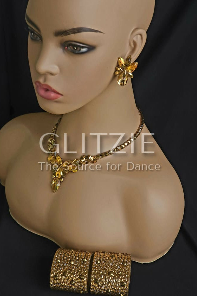 Crystals Rhinestones Hypoallergenic Jewelry Set: Earrings Necklace Bracelets. Accessories