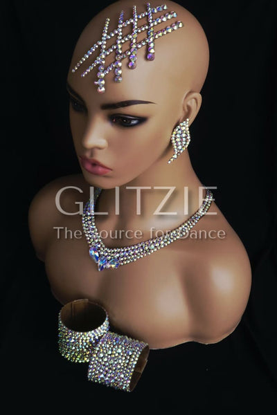 Crystals Rhinestones Hypoallergenic Jewelry Set: Earrings Necklace Bracelets Hair Accessorie. Accessories