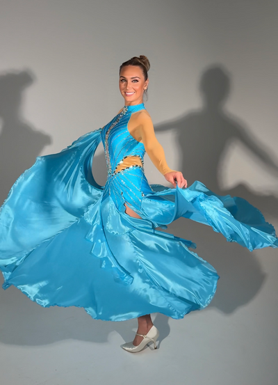New Blue Smooth Ballroom Dress