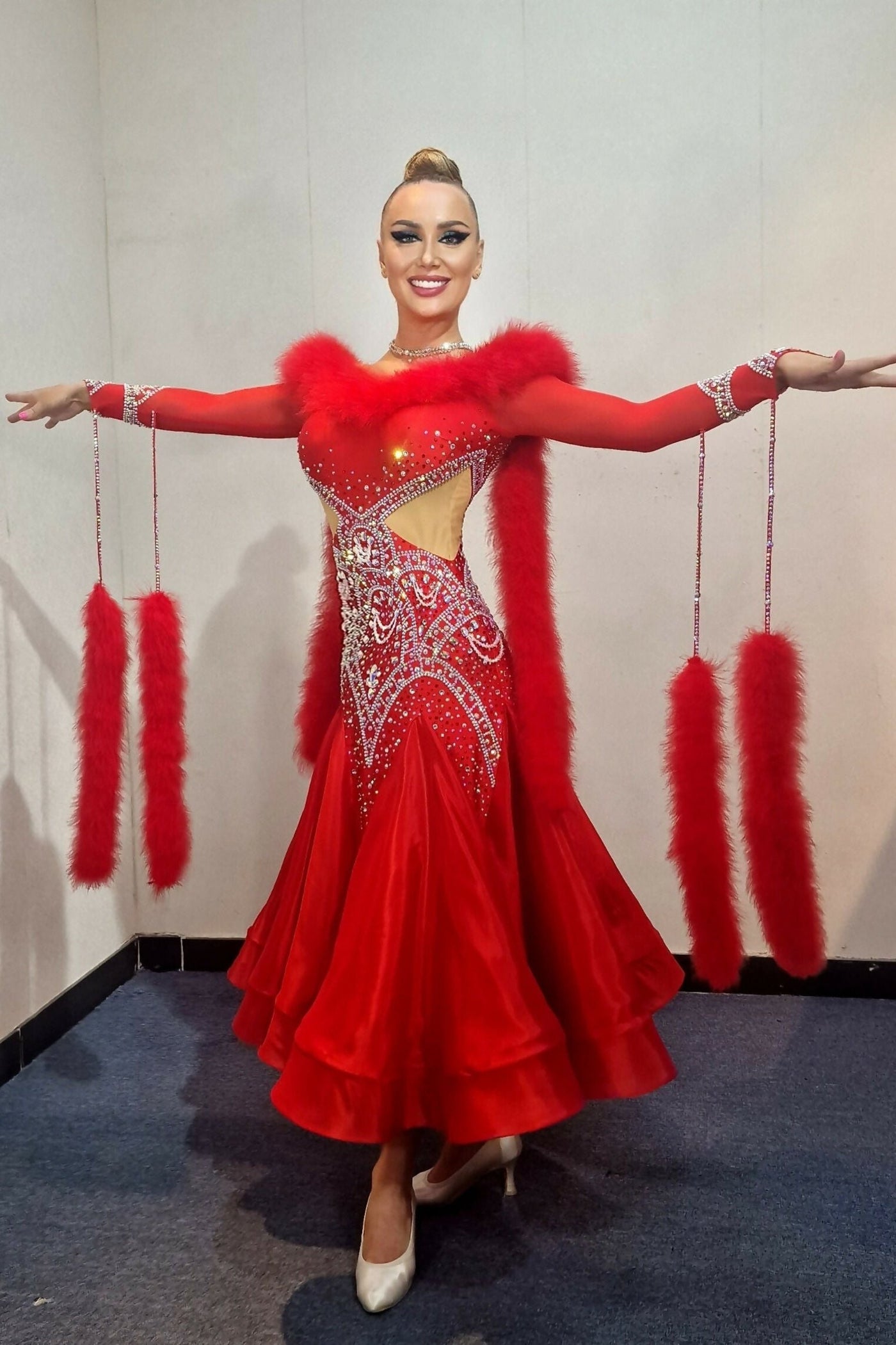 Hot red Ballroom dress