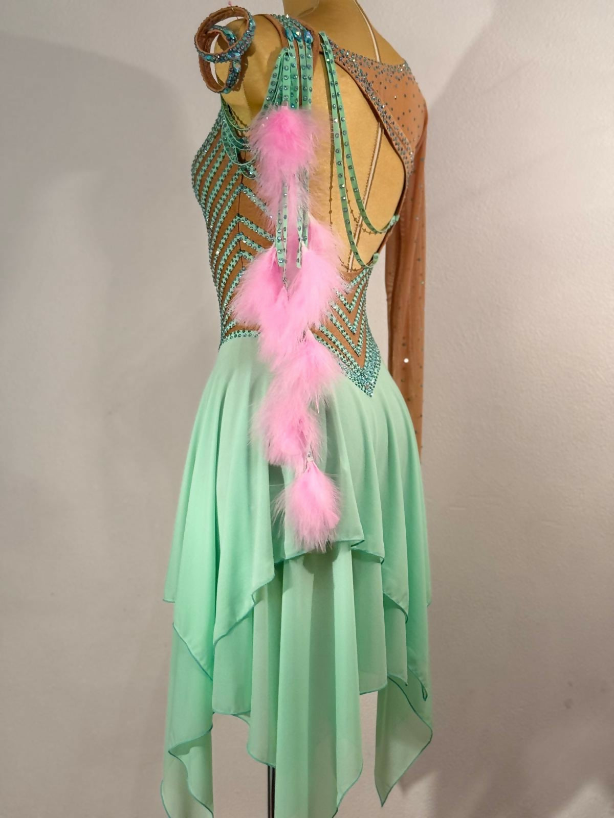 New mint stripe latin dress