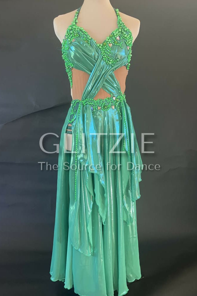 slim fit dress slacks MINEJAS.018 Shinning Green Latin Dance Costume  MineJas