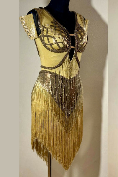 Gold Latin Rhythn Dress 2x3