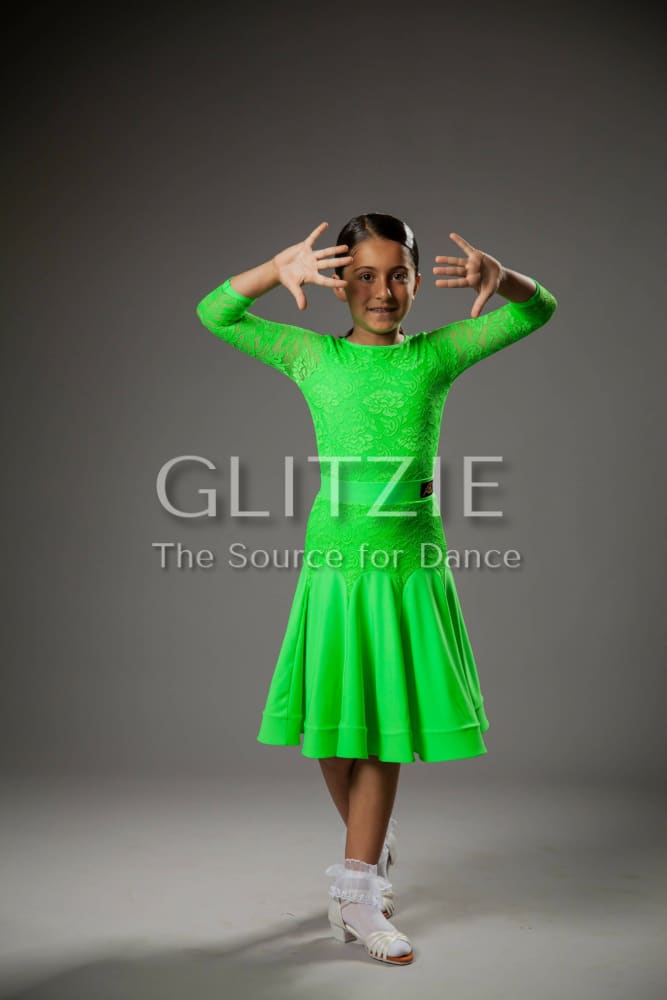Juvenile dress Bella in Green Apple color M-L Dancewear