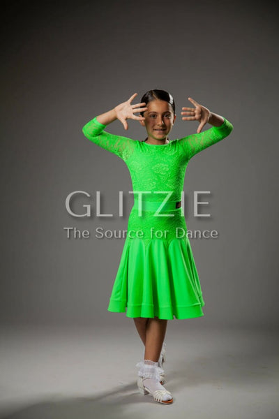 Juvenile dress Bella in Green Apple color M-L Dancewear