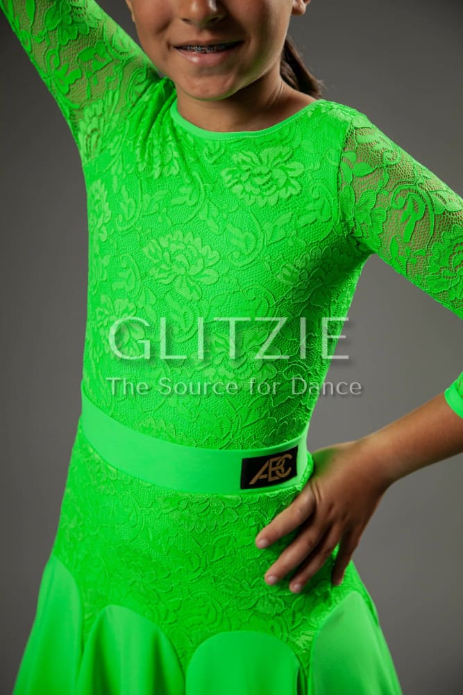 Juvenile dress Bella in Green Apple color M-L Dancewear