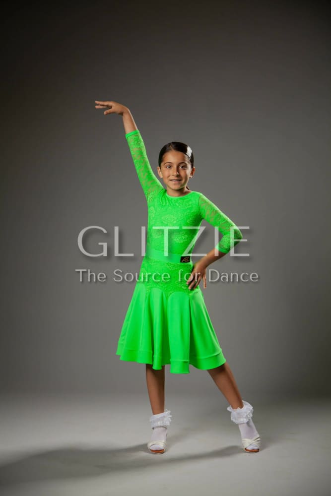 Juvenile dress Bella in Green Apple color M-L Dancewear