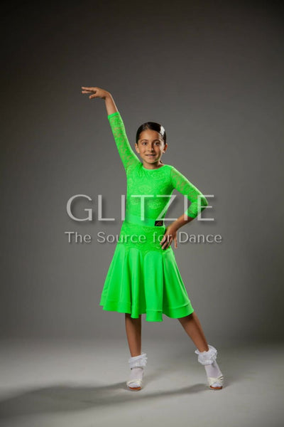 Juvenile dress Bella in Green Apple color M-L Dancewear