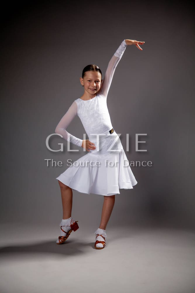 Juvenile dress Emily in white color - 3 piece set by ABC M Dancewear