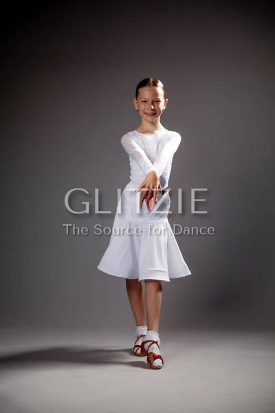 Juvenile dress Emily in white color - 3 piece set by ABC M Dancewear