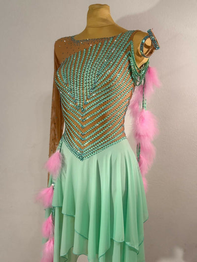 New mint stripe latin dress