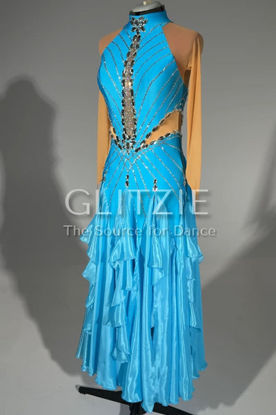 New Blue Smooth Ballroom Dress Dancewear