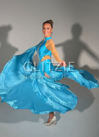 New Blue Smooth Ballroom Dress Dancewear