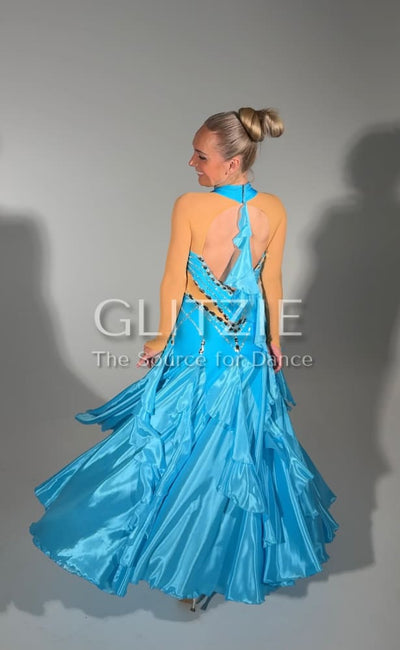 New Blue Smooth Ballroom Dress Dancewear