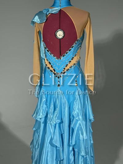 New Blue Smooth Ballroom Dress Dancewear