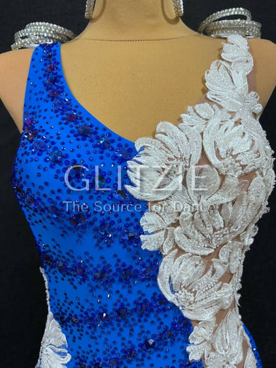 New Latina dress_The Blue&White (BYU). S-M Dancewear