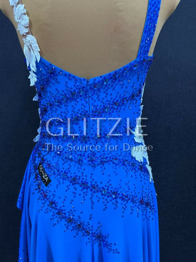 New Latina dress_The Blue&White (BYU). S-M Dancewear