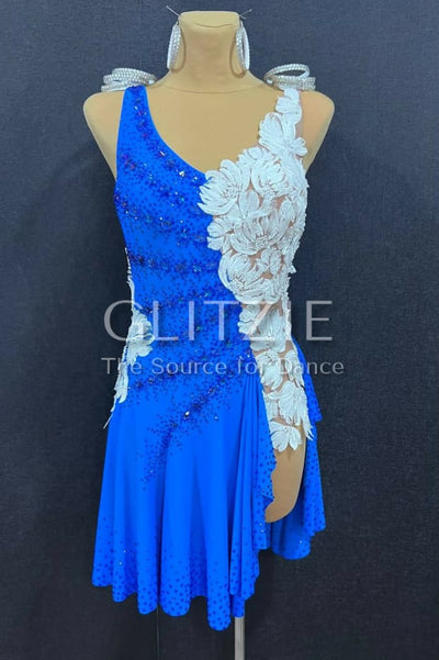 New Latina dress_The Blue&White (BYU). S-M Dancewear
