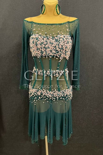 green emerald velvet dress Emerald Green Latin-Rhythm Dress On Sale