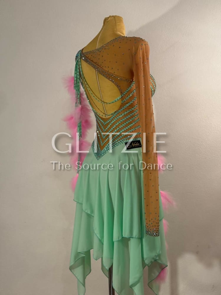 New mint stripe latin dress S-M Dancewear