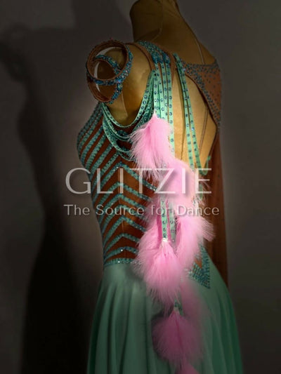 New mint stripe latin dress S-M Dancewear