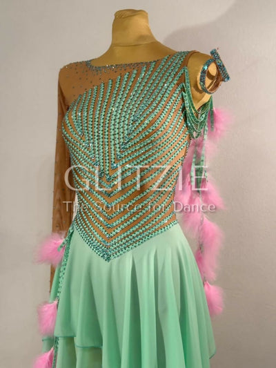 New mint stripe latin dress S-M Dancewear