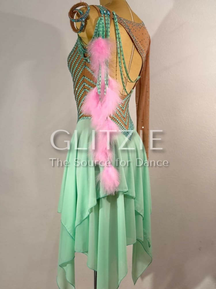 New mint stripe latin dress S-M Dancewear